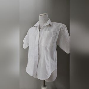 American Eagle Outfitters White Casual Button Down Shirt